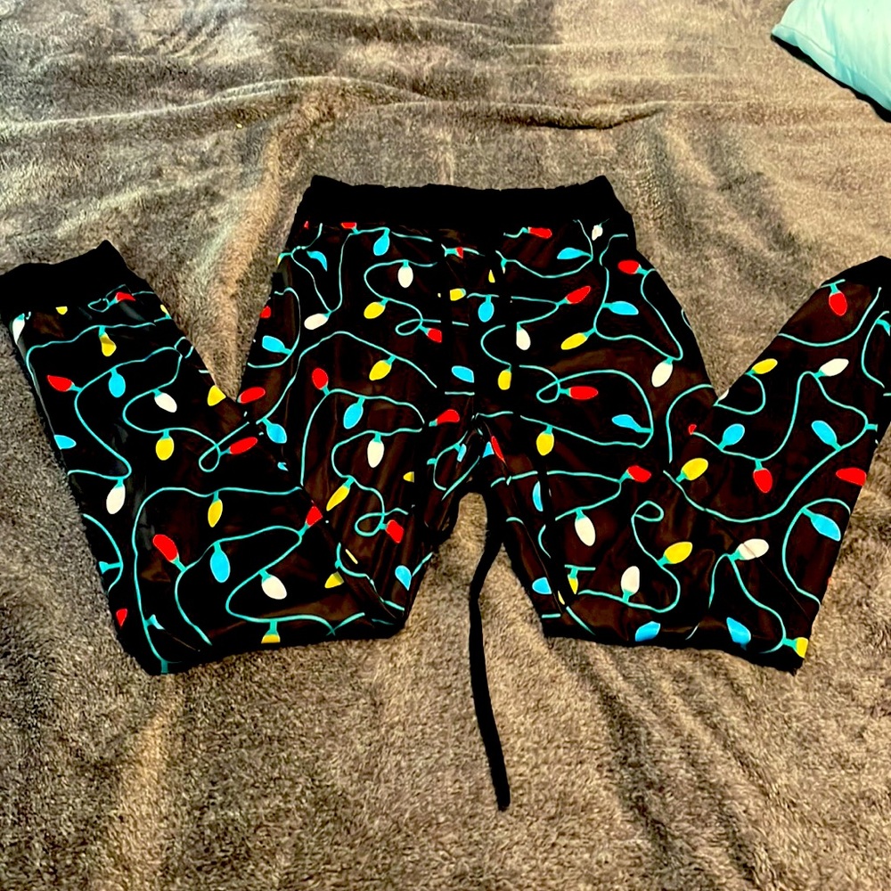 Holiday Christmas lights lounge pants with pockets